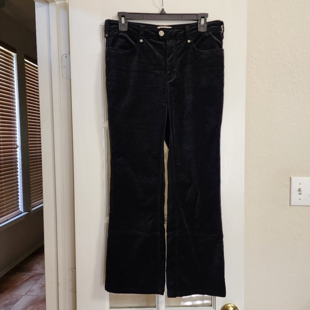 Pilcro Anthropologie Velvet Cropped Bootcut Pants Size 28 Black Stretch Mid Rise